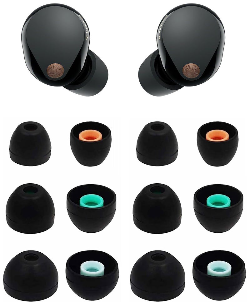 ALXCD Eartips Compatible with Sony WF-1000XM5 Earbuds, S/M/L 3 Sizes 6 Pairs Soft Silicone Ear Tips Earbuds Tips, Compatible with Sony WF-1000XM5 Silicon Earips XM5 6 Pairs Black sml - Image 5