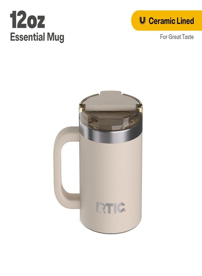 RTIC 12oz Essential Mug with Lid and Handle, Ceramic Lined, Insulated, Stainless Steel, Metal, Double Wall Vacuum-Insulation, Portable, Travel Cup for Hot and Cold Drink, Beach - Image 2