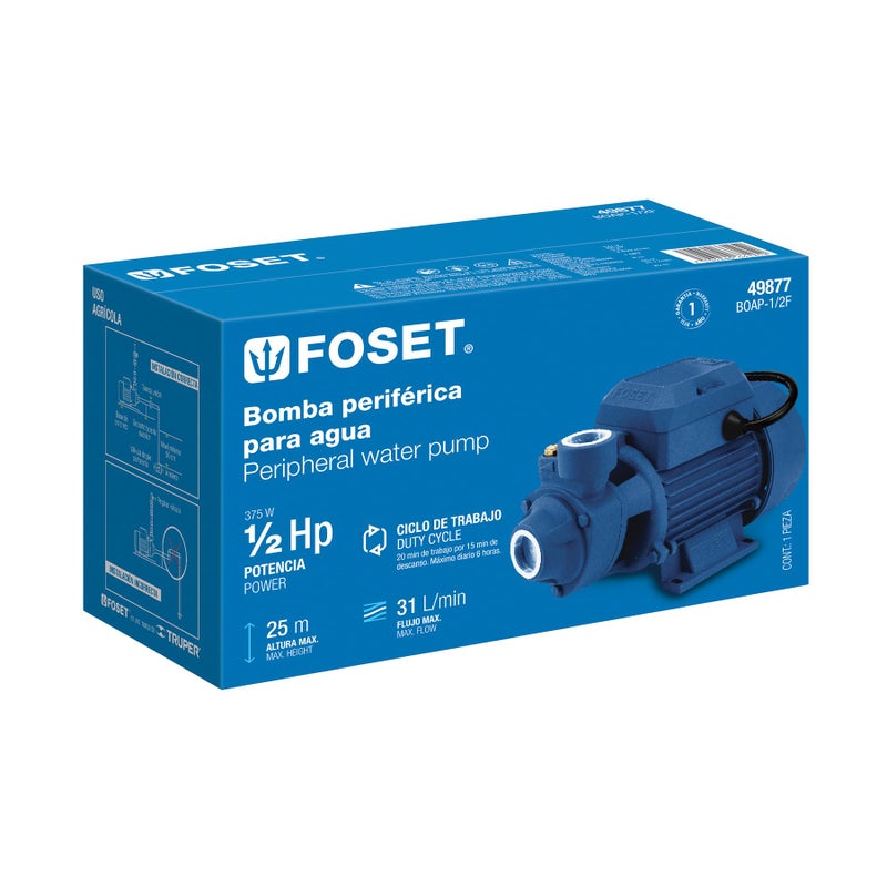 Foset Peripheral pump electric water 1/2 HP, Foset - Image 5