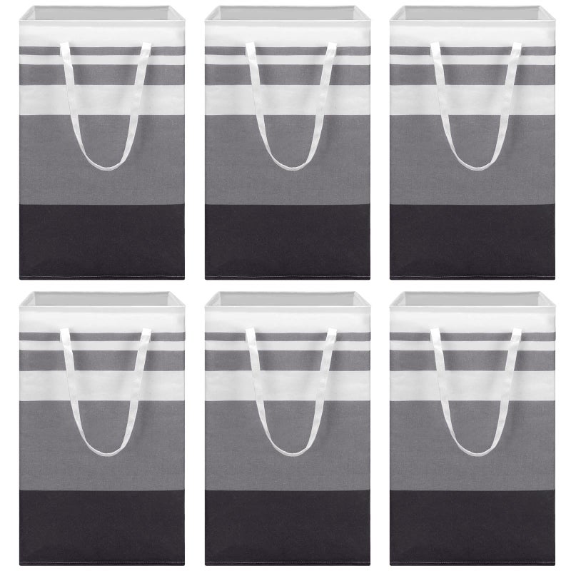 Foaincore 6 Pieces 75L Laundry Hamper Basket Organizer Large Laundry Bag Bulk Waterproof Collapsible Clothe Storage with Handles for Dorm Room Bedroom TowelsBlack Gray White