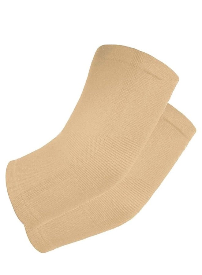 MEDIVEDHA Nylon & Cotton Orthopedic Pain Relief Elbow For Men & Women Compression Support Cap Brace/Sleeves, Elbow Brace/Elbow Cap (10 Inch, Two Way) (Beige) (1 Pair) (Large) - Image 1