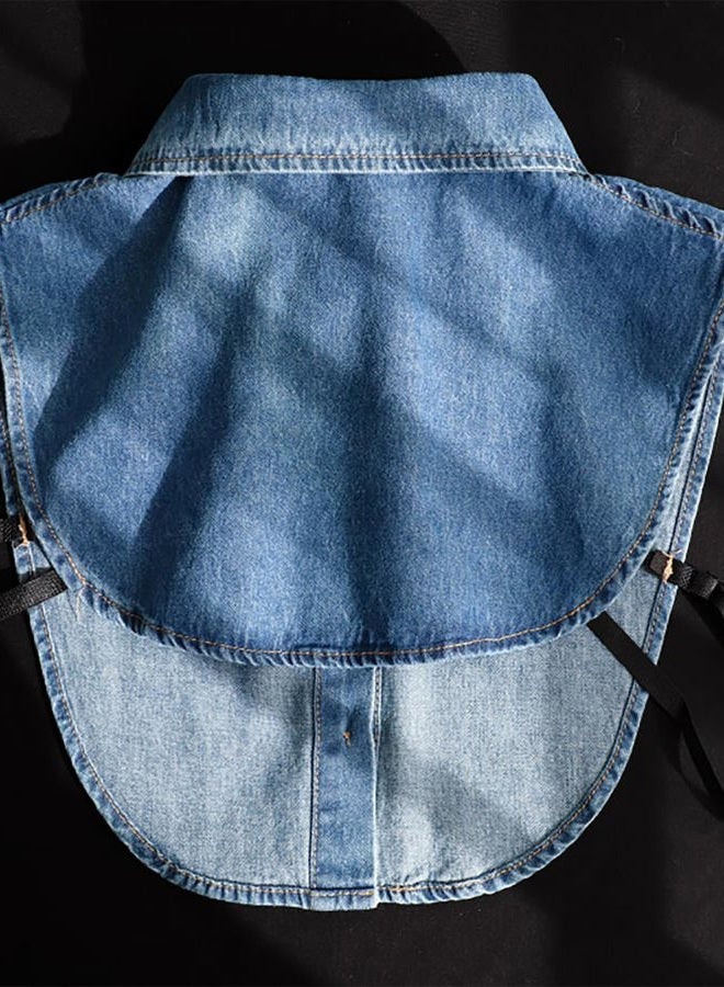 NIDMIDO Denim Fake Collar Detachable Dickey Collar Half Shirts Blouse False Collar Top for Women Girls Medium, D Blue, M - Image 5