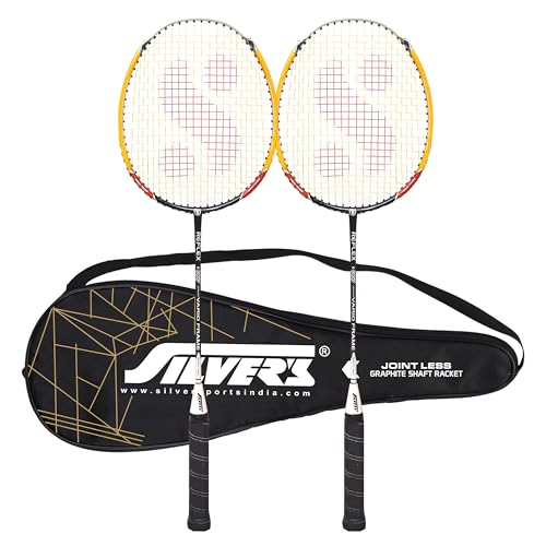 Silvers Silver's Graphite Shaft Jointless Reflex Badminton Kit (2 Racquets with Full Cover)(Yellow/Black) - Image 1