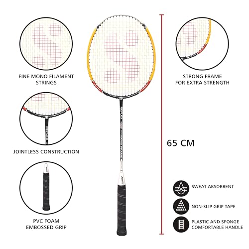 Silvers Silver's Graphite Shaft Jointless Reflex Badminton Kit (2 Racquets with Full Cover)(Yellow/Black) - Image 3