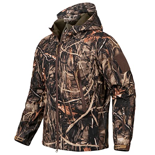 ReFire Gear Men's Soft Shell Military Tactical Jacket Outdoor Camouflage Hunting Fleece Hooded Coat - Image 1