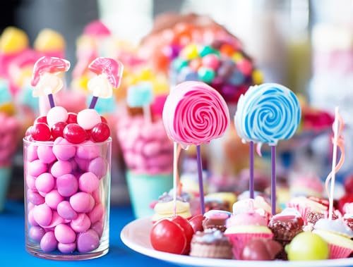 PPhtony 50Pcs Candy Paper Sticks Candy Making Treat Stick for Christmas Birthday Party Cake Pop Cupcake Topper Rainbow Candy Cookie Dessert Chocolate Sucker (Purple, 3.5x100mm) - Image 5