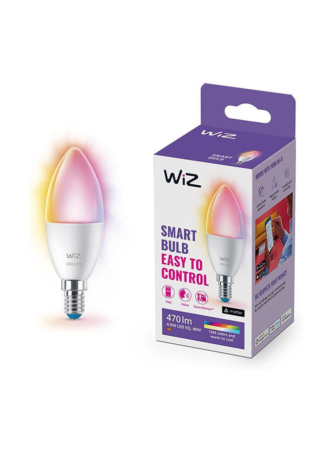 Wiz Smart LED Bulb C37 E14, 40W, RGB, Wi-Fi And Bluetooth, Works with Alexa And Google Assistant  - Image 1
