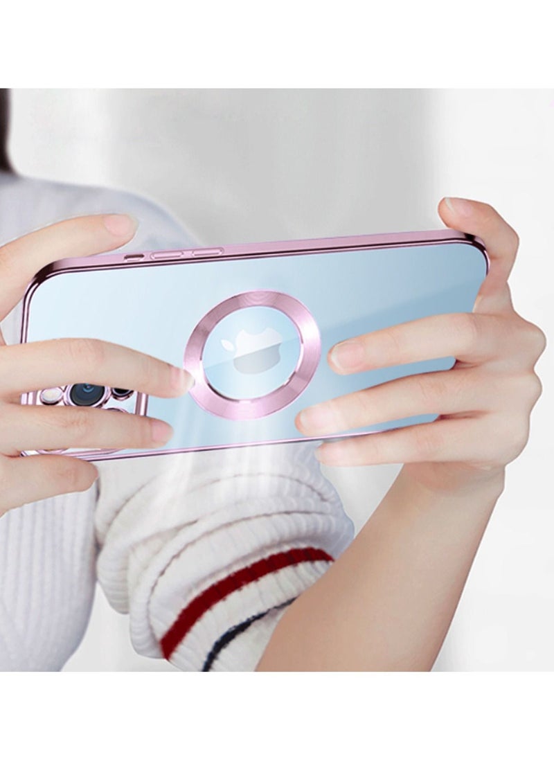 COBLUE - Luxury Clear Plating Soft Case Cover With MagSafe Wireless Charging Function For Apple iPhone 14 Pro Purple - Image 1