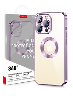 COBLUE Luxury Clear Plating Soft Case Cover With MagSafe Wireless Charging Function For Apple iPhone 14 Pro Purple  - Image 1