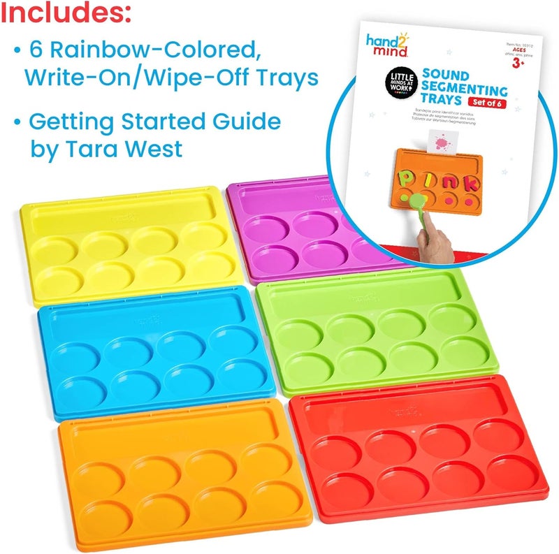 hand2mind hand2mind Little Minds at Work Sound Segmenting Trays by Tara West Phonemic Awareness Science of Reading Manipulatives Elkonin Boxes Letter Sounds Preschool Learning Activities Set of 6 - Image 2