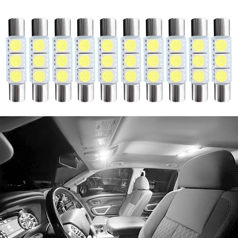 Lyxheth 10PCS Car Visor Light 28MM Car Roof Lights LED Reading Light Bulb Cars Vanity Bulbs T6 5050 Auto LED Sun Visor Lights Replacement 28mm 29mm 6614F Festoon Bulbs Fit for Cars White - Image 3