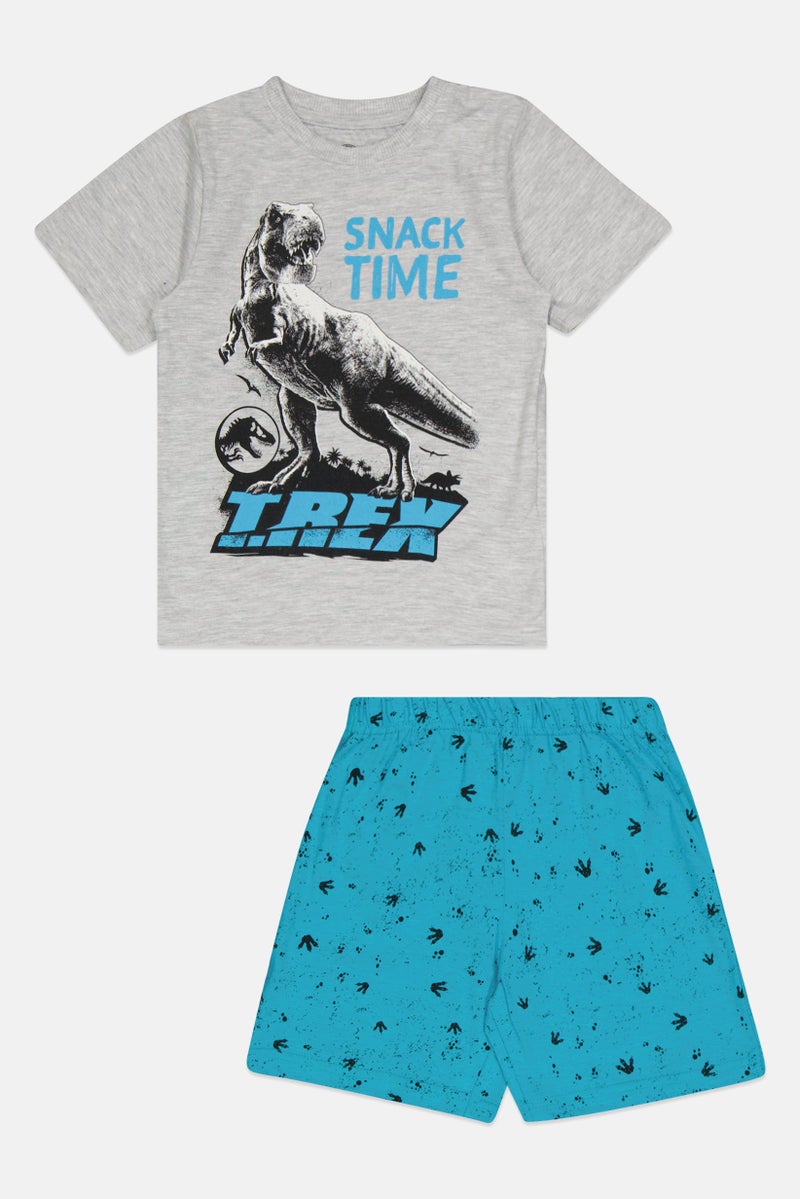 JURASSIC WORLD Toddlers Boy 2 Pcs Graphic Print Short Sleeve T-Shirt And Shorts Pajama Set, Multicolor - Image 1