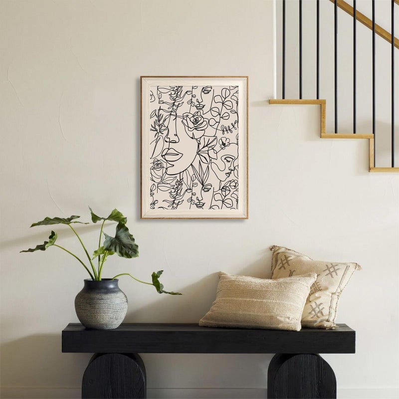 ASTRDECOR Abstract Framed Wall Art, Minimalist Boho Art Prints Women Portrait Line Art Wall Decor, Mid Century Wall Prints, Boho Wall Art Canvas, Neutral Black Beige Bedroom Decor - 12''x16'' - Image 4