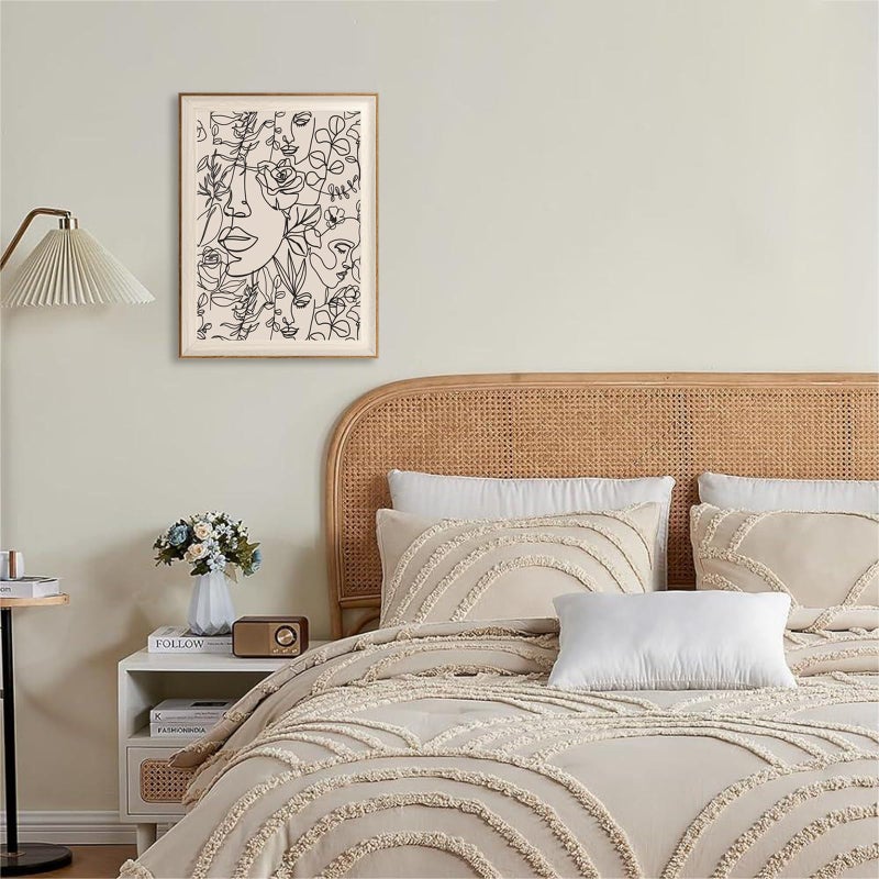 ASTRDECOR Abstract Framed Wall Art, Minimalist Boho Art Prints Women Portrait Line Art Wall Decor, Mid Century Wall Prints, Boho Wall Art Canvas, Neutral Black Beige Bedroom Decor - 12''x16'' - Image 5