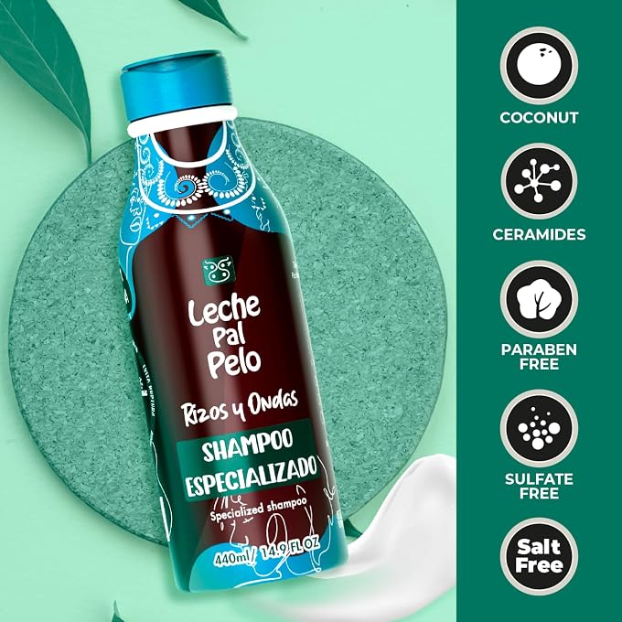 Leche Pal Pelo Rizos & Afro For Dry And Damaged Hair Specialized Shampoo Curls Para Cabello Seco y Maltratado Champu Especializado 14.9oz-440ml - Image 2