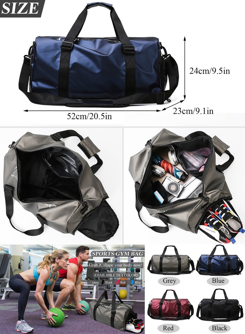 Qiccijoo Qiccijoo Sports Gym Bag for Men Women，Travel Duffel Bag with Shoes Compartment and Wet Pocket for Plane，Sport Gym Tote Bags Swimming Yoga,Waterproof Weekend Overnight Bag Carry on Bag（Blue） - Image 2