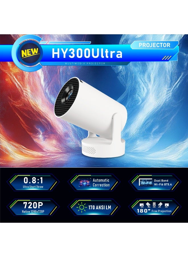 YT HY300Ultra Smart Mini Projector with WiFi 6 and Bluetooth 5.4, 4K Support Full HD,5W Soundbase Speaker, 180° Rotation, Compatible with TV Stick Smartphone HDMI - Image 2