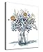 tigeridge tigeridge Flowers Wall Art Pictures Wall Decor Watercolor Canvas Pictures Bathroom Bedroom Living Room Decoration Blue  - Image 2