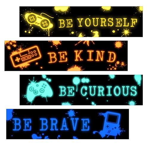 Robmoda Game Wall Decals Glow in The Dark Gamer Sticker Inspirational Wall Decor for Boys Room Kids Bedroom Playroom Nursery Decorations - Image 1