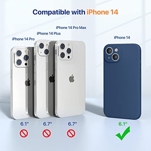 Miracase Designed for iPhone 14 Case with Screen Protector,[Upgraded Enhanced Camera Protection],Shockproof Liquid Silicone Case with Microfiber Lining, 6.1 inch,Glass Blue - Image 2