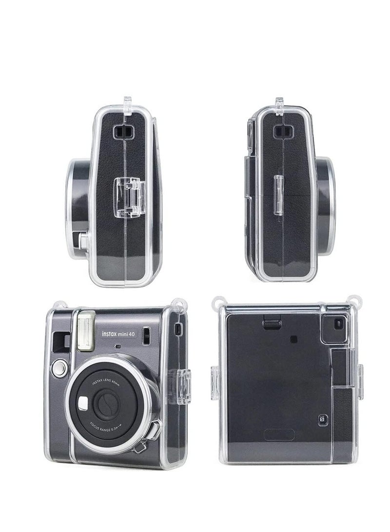 Protective Case Compatible with Fujifilm Instax Mini 40 Instant Film Camera/Crystal Hard Shell PVC Protective Cover Carrying Cover/with Adjustable Shoulder Strap -Clear - Image 3