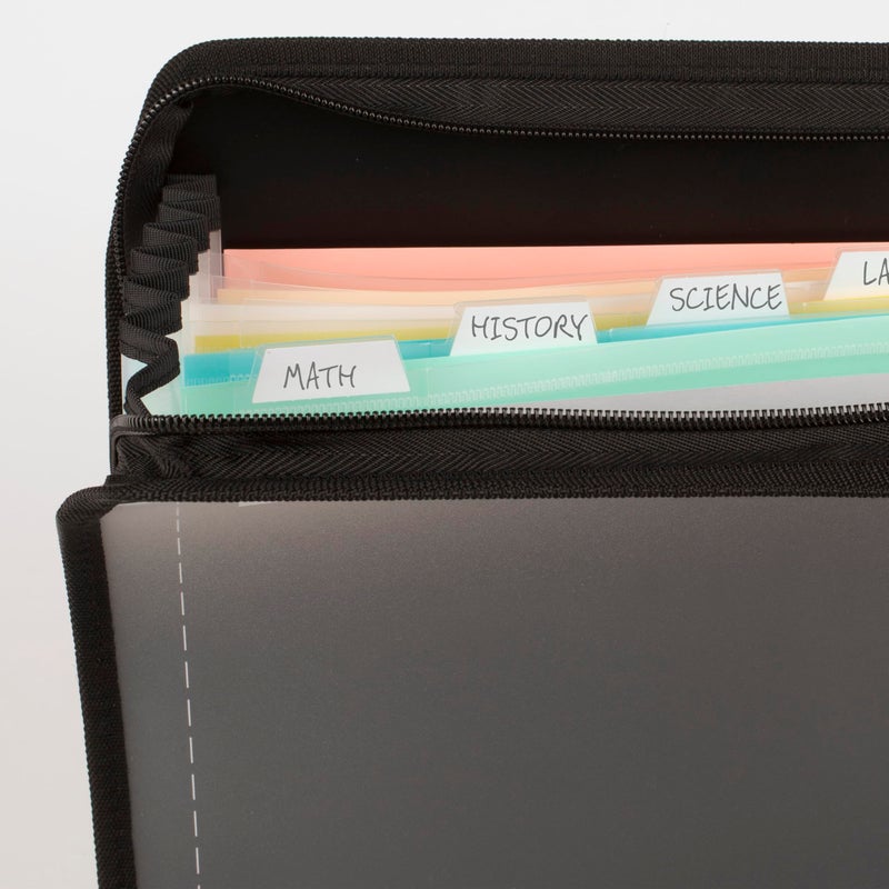 Five Star Expanding File Organizer + Study App, 7-Pocket Accordian File Organizer, Zipper Closure, Holds 8-1/2" x 11" Paper, Black (72709) - Image 4