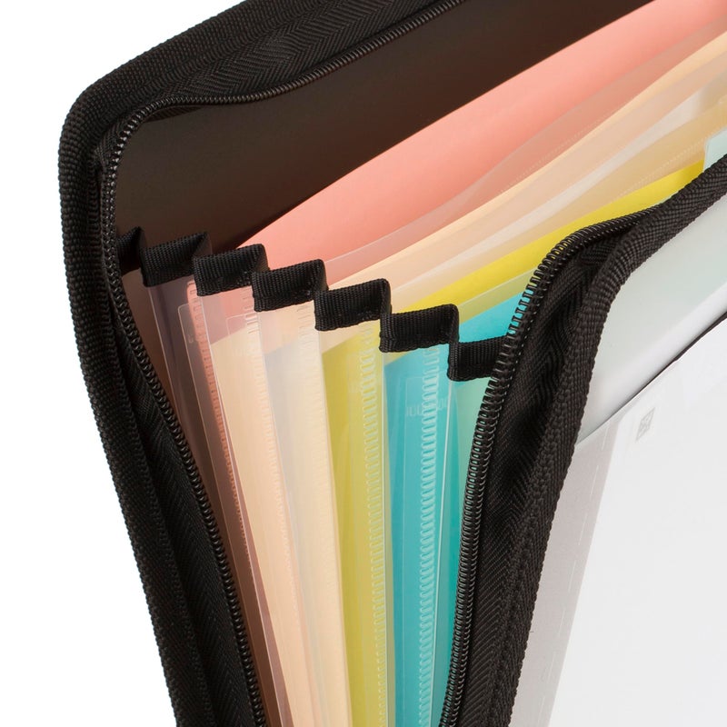 Five Star Expanding File Organizer + Study App, 7-Pocket Accordian File Organizer, Zipper Closure, Holds 8-1/2" x 11" Paper, Black (72709) - Image 5