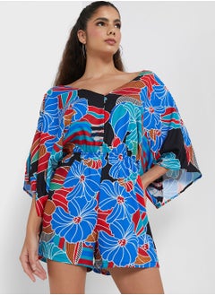 Printed Kaftan Sleeve Playsuit