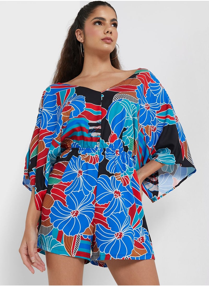 Ginger - Printed Kaftan Sleeve Playsuit - Image 1