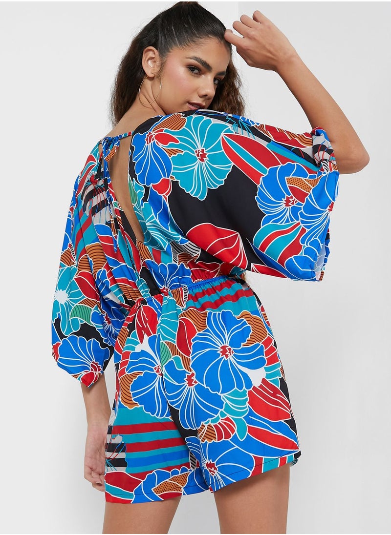 Ginger - Printed Kaftan Sleeve Playsuit - Image 1