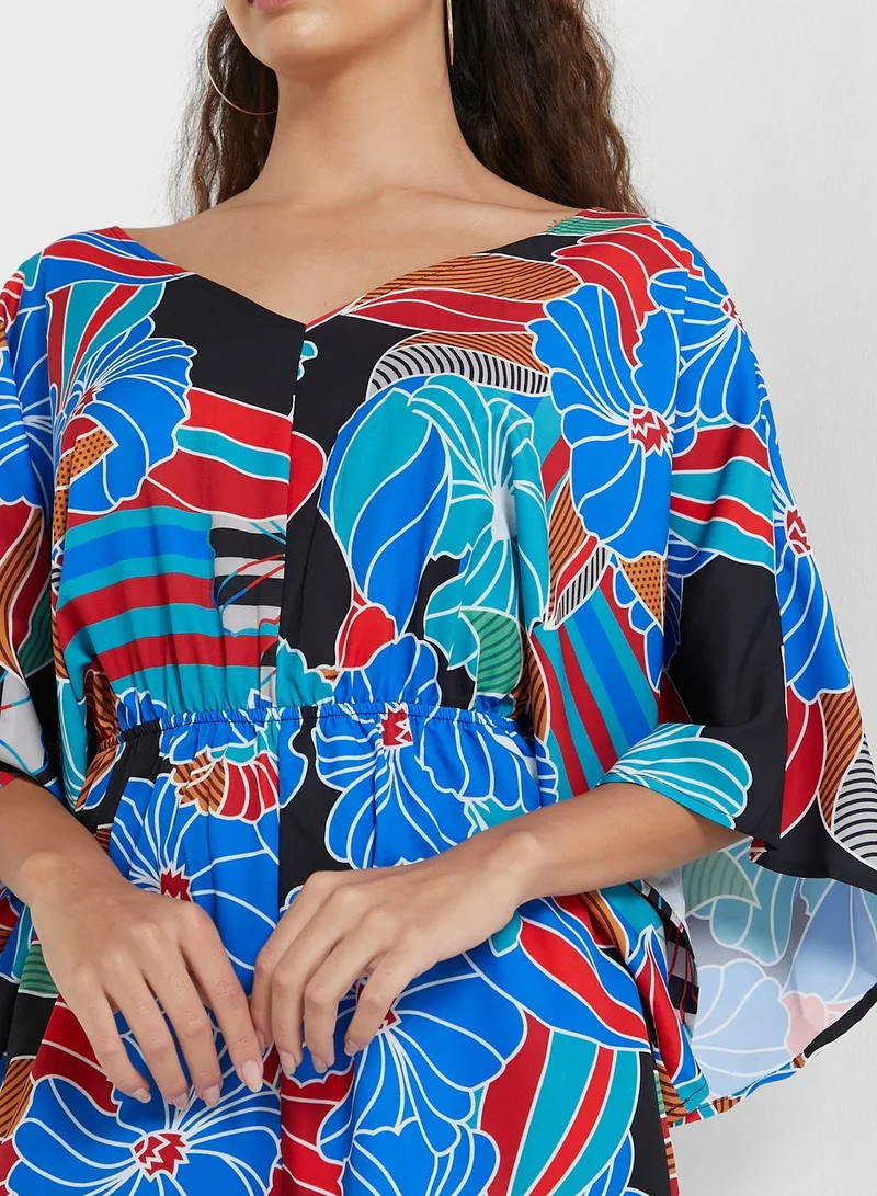 Ginger Printed Kaftan Sleeve Playsuit