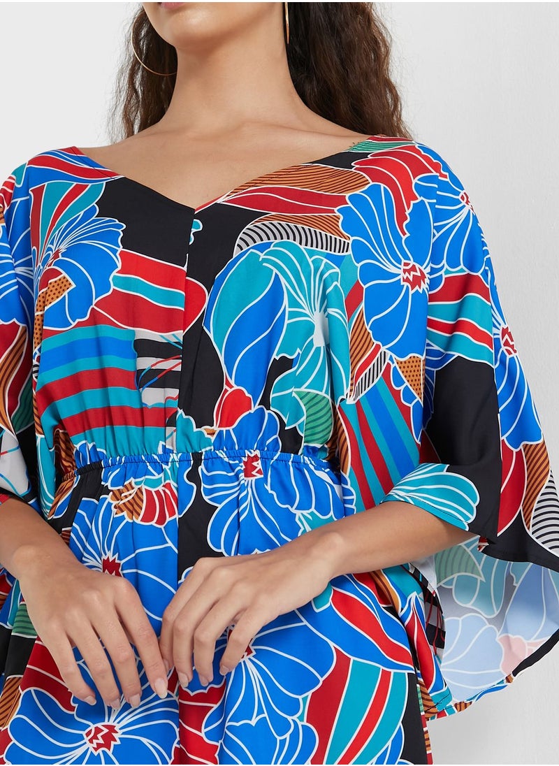 Ginger - Printed Kaftan Sleeve Playsuit - Image 1