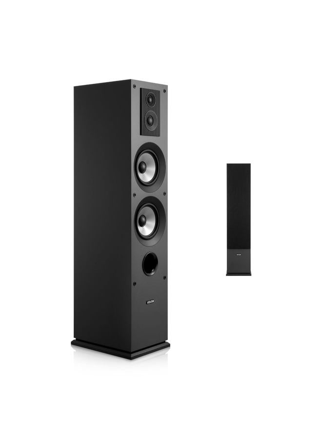 VEVOR Floorstanding Speaker, 3 Way System with 3/4" Tweeter, Dual 5.25" Woofer, 145W Peak, 70Hz-20KHz Frequency Response, MDF Enclosure for Home Audio, Single - Image 1