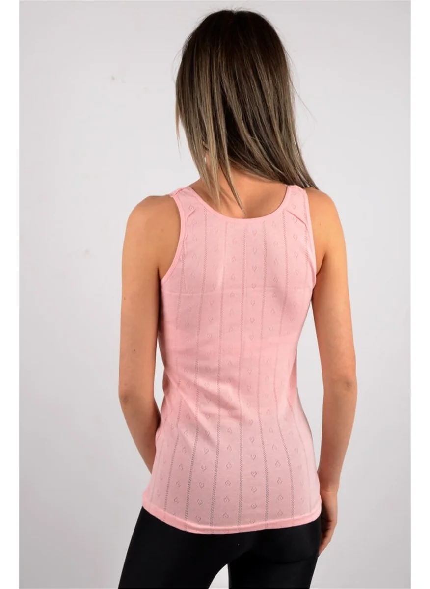 Tutku Passion 6 Piece Women 201 Jacquard Wide Strap Undershirt Salmon