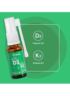 VITAGO Plant-Based D3 Spray, Vitamin K2 - 1000 IU, Drops/Spray-  20ml  - Image 2