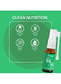 VITAGO Plant-Based D3 Spray, Vitamin K2 - 1000 IU, Drops/Spray-  20ml  - Image 5
