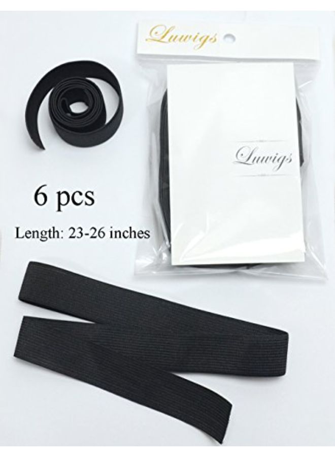 Luwigs إكسسوارات شعر مستعار بأشرطة مطاطية سوداء لصنع شعر مستعار/واجهة دانتيل/إغلاق دانتيل عرض 2.5 سم 6 قطع (شريط مطاطي، 6 قطع) - Image 1