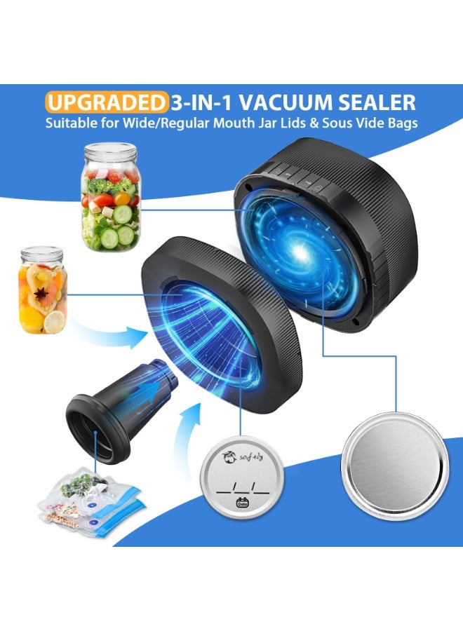 Mason Jar Vacuum Sealer, 3 in 1 Electric Jar Sealer Kit for Regular or Wide Mouth Mason Jars, Vacuum Seal Bag, 10 Lids, Can Opener, Automatic Canning Sealing Machine for Food Storage - Image 2