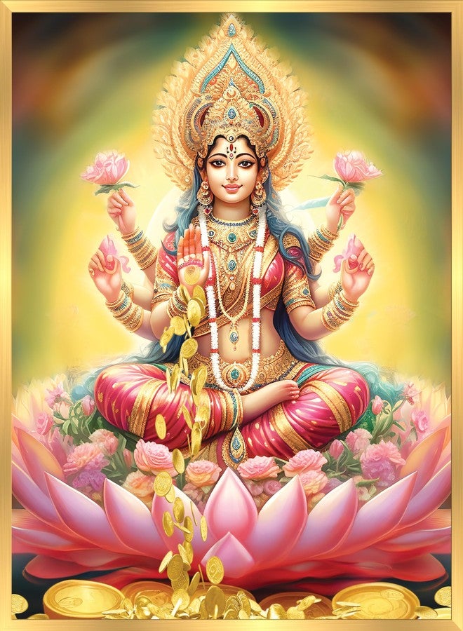 Anaadi Goddess Maa Lakshmi Ji إطار الصورة | لوحة ديكور حائط من Maa Laxmi للمنزل والمكتب وديوالي بوجا (10 بوصة × 12 بوصة) - Image 1