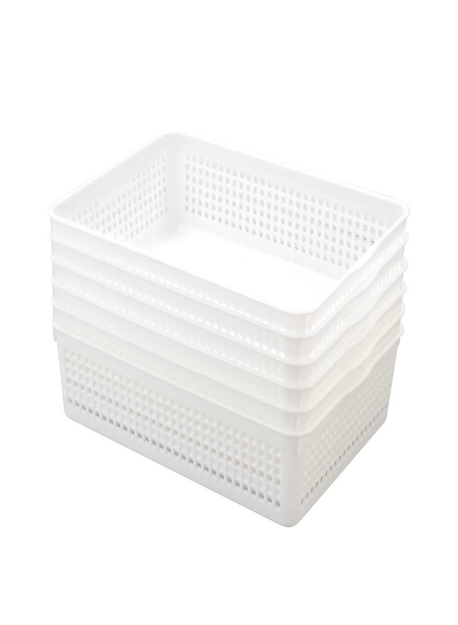 AnnkkyUS 6-pack Storage Basket Trays, Plastic Office Tray, White - Image 1