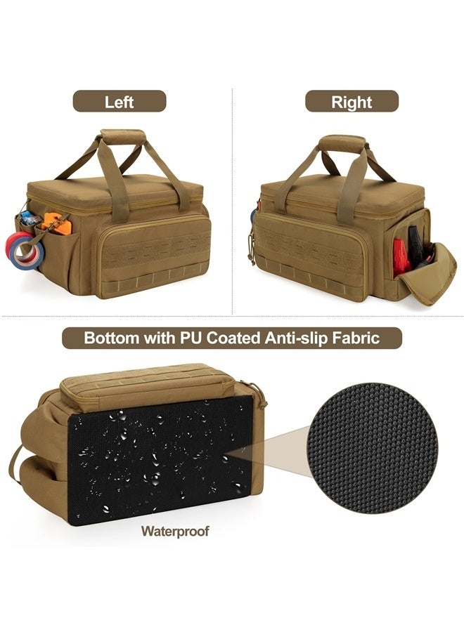 14 Inch Tool Bag with Anti friction Bottom, Hand Tool Storage Organizer for Men, Multi purpose Work Tote for Repairman, Handyman, Khaki  - Image 4