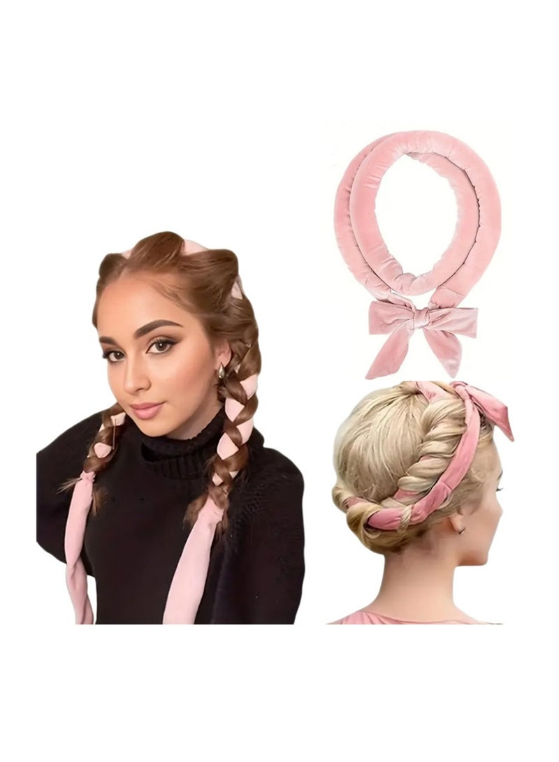 YOUGE Hair Bonnet for Sleeping Women Satin Bonnet Double Layer Satin Lined Hair Bonnet with Tie Band Curly Hair Blush Pink Tie Band and Hair Clips Set - Image 2