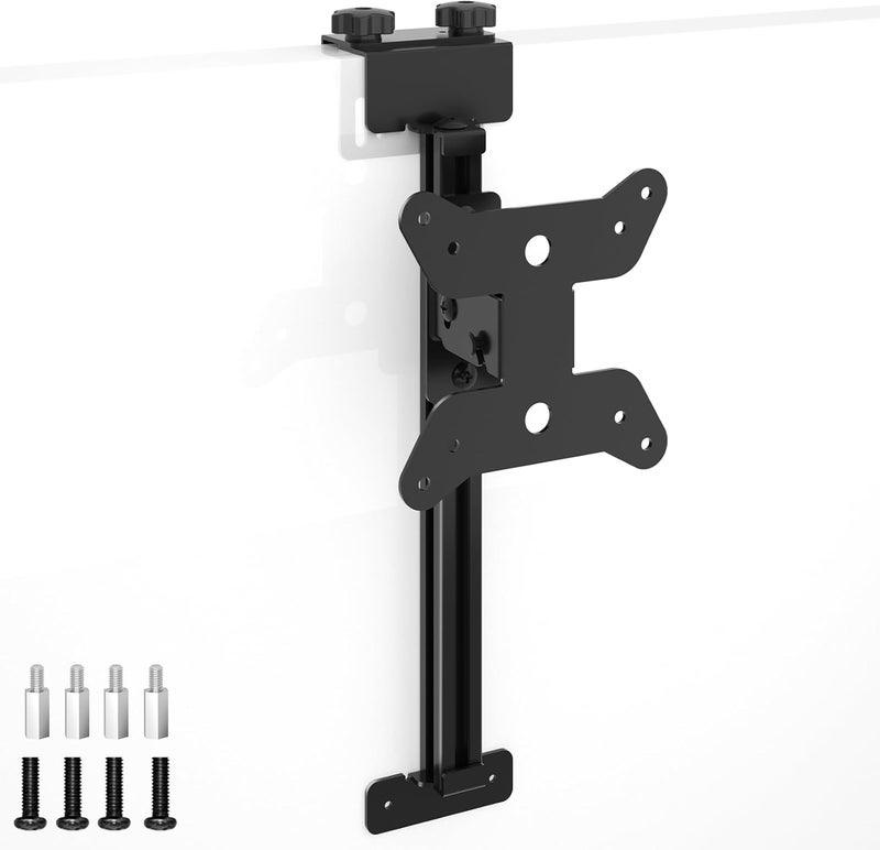 Dinghosen Height Adjustable Worker Cubicle Monitor Mount, Office Cubicle Monitor Hanger, VESA 75x75/100x100mm, Clamp Hook Top Holds Up to 17.6 lbs, Black, with Screws - Image 1