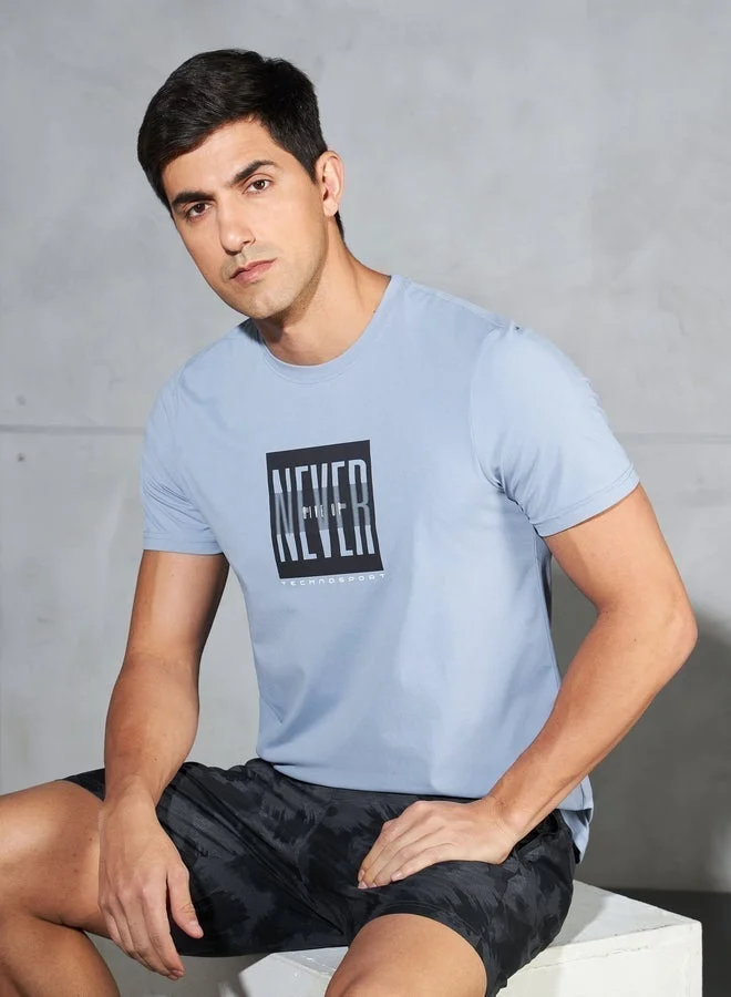 Technosport Technosport Graphic Print 4-Way Stretch Slim Fit T-Shirt