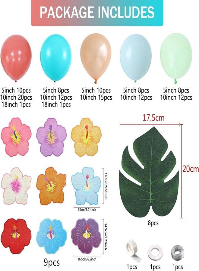 EASUTE 137pcs Moana Birthday Party Supplies, Aqua Blue Coral Pearl Champagne Gold Latex Balloons with Summer Hibiscus Stickers for Tropical Hawaii Luau Tiki Magic Theme Party Supplies - Image 2