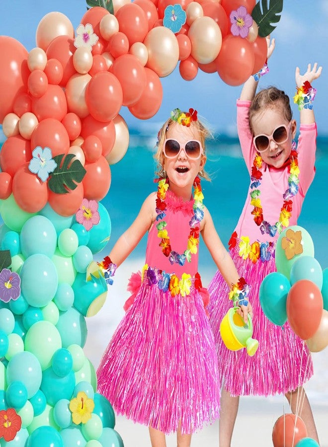 EASUTE 137pcs Moana Birthday Party Supplies, Aqua Blue Coral Pearl Champagne Gold Latex Balloons with Summer Hibiscus Stickers for Tropical Hawaii Luau Tiki Magic Theme Party Supplies - Image 4