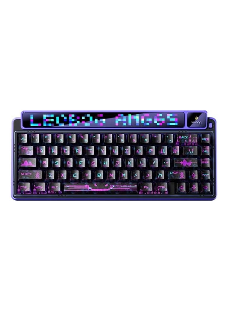 AMG65 Mechanical Gaming Keyboard with Dual Display, 65% Wireless Small Custom Keyboard RGB, Bluetooth/2.4G/Wired, Rapid Trigger, Hot Swappable for Windows Laptop PC Mac - Purple