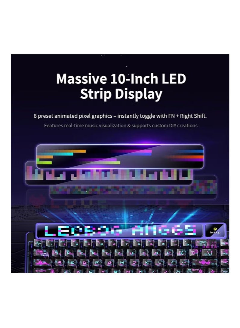 Leobog AMG65 Mechanical Gaming Keyboard with Dual Display, 65% Wireless Small Custom Keyboard RGB, Bluetooth/2.4G/Wired, Rapid Trigger, Hot Swappable for Windows Laptop PC Mac - Purple - Image 2
