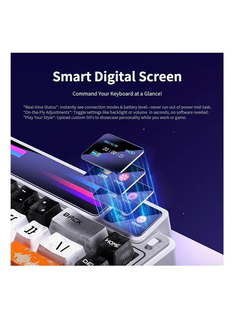 Leobog AMG65 Mechanical Gaming Keyboard with Dual Display, 65% Wireless Small Custom Keyboard RGB, Bluetooth/2.4G/Wired, Rapid Trigger, Hot Swappable for Windows Laptop PC Mac - Purple - Image 3