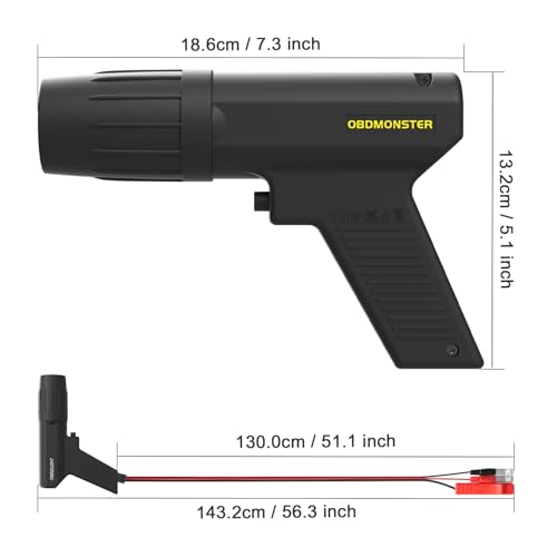 OBDMONSTER Automotive Timing Light 12V, Inductive Ignition Timing Light Gun for 2&4 Stroke Petrol Engine for Old Classical Car Motorcycle - Image 5